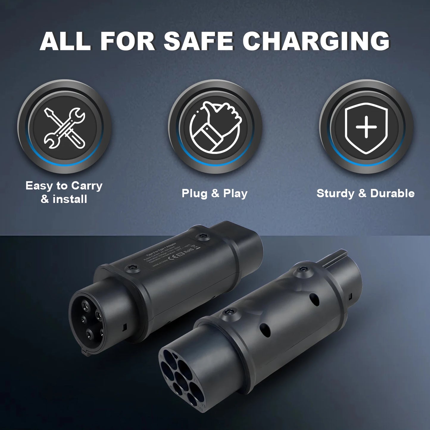 Kolanky 32A 7.2 KW Type 2 to Type 1 Adapter Type 1 to Type 2 Converter Type 2 to GBT Adapter for Charging Electric Vehicles