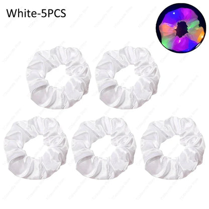LED Luminous Scrunchies Hairband Women Glowing Elastic Hair Tie Hair Rope Girl Glow in the Dark Party Supplies Hair Accessory