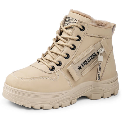 New Style Snow Boots for Men and Women Fashionable and Warm Thick Cotton Shoes Waterproof  Lace Up Mid Tube Cotton Boots 35-45