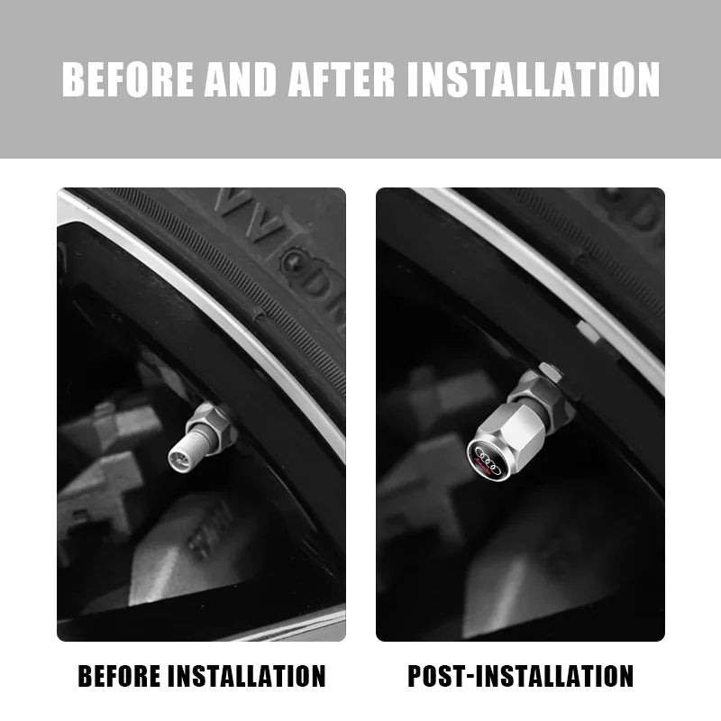 4 unids tapa de válvula de coche, tapas de válvula de rueda, cubierta antipolvo, accesorios de neumático para Audi S line Sports A1 A3 A4 A5 A6 A7 A8 Q2 Q3 Q5 Q7 TT S5 S3 S4