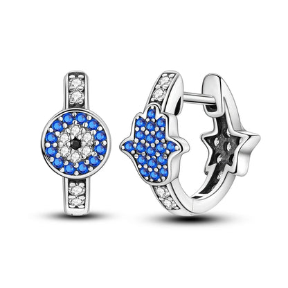 925 Sterling Silver Moon Universe Starry Sky Series Charm Earrings Women Blue Shiny Zircon Daily Wear Jewelry