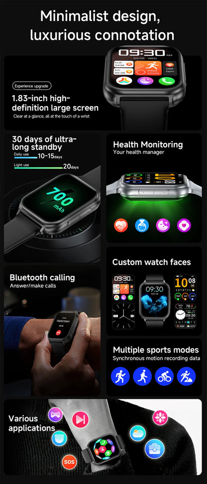 2026 New Bip 6 Pro Smart Watch Men Women Outdoor Sports Fitness Heart Rate GPS Track Bluetooth Call IP68 Waterproof Smartwatches