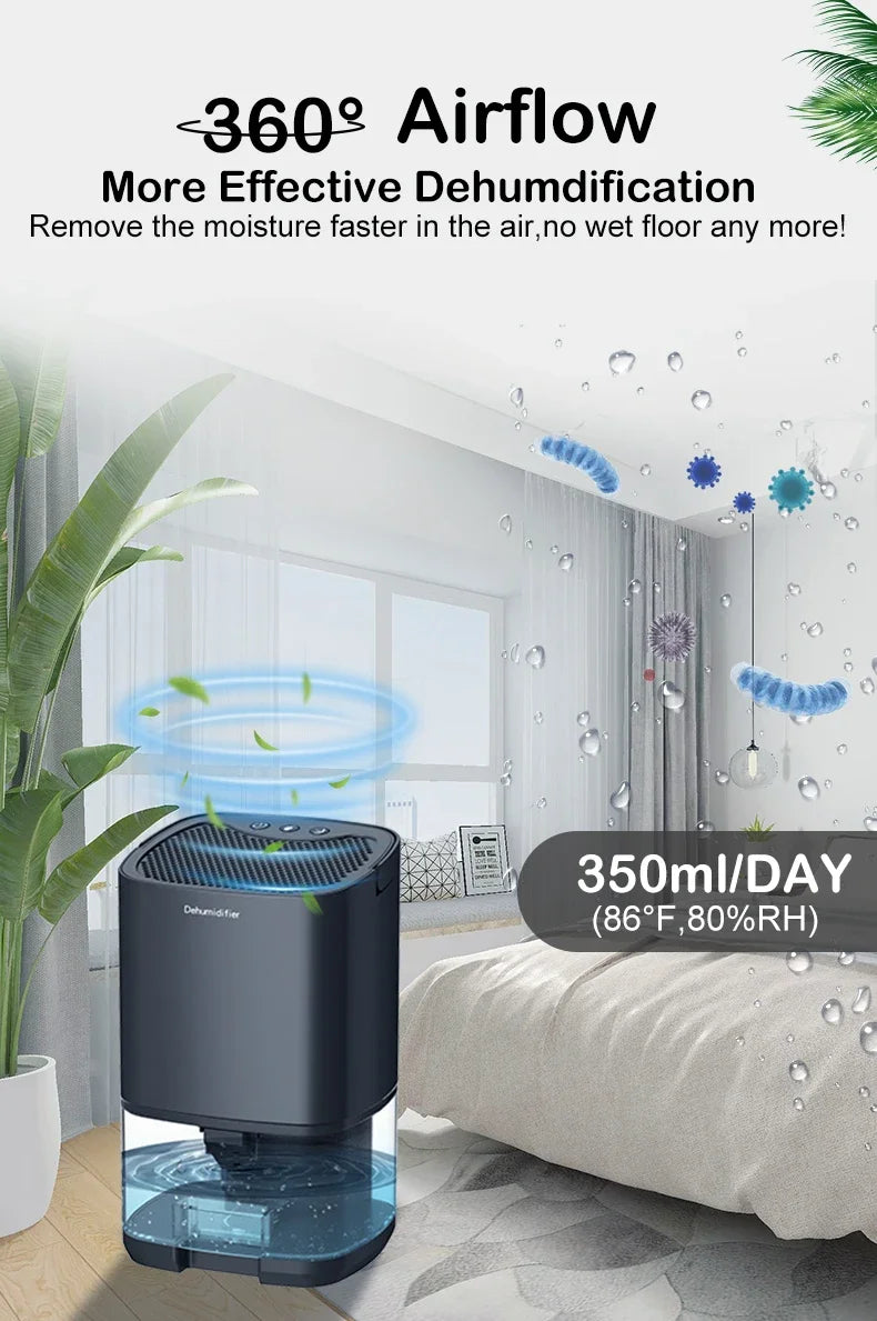1000ML Portable Air Dehumidifier For Home Mute Moisture Absorbers Machine Air Dryer For Bedroom Office Kitchen Deodorizer Dryer