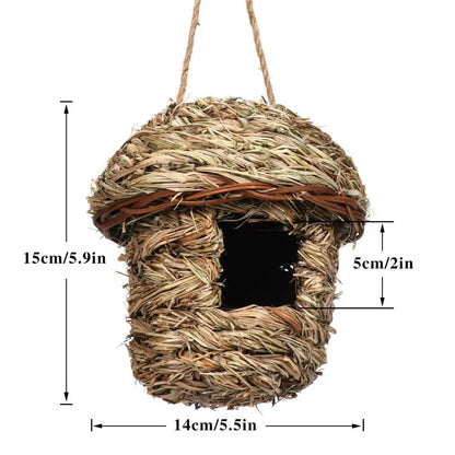 Outdoor Ecological Handmade Straw Parrot Bird Nest Creative Birdcage Ornament Supplies Garden Decoration Birdhouse Pastoral Style