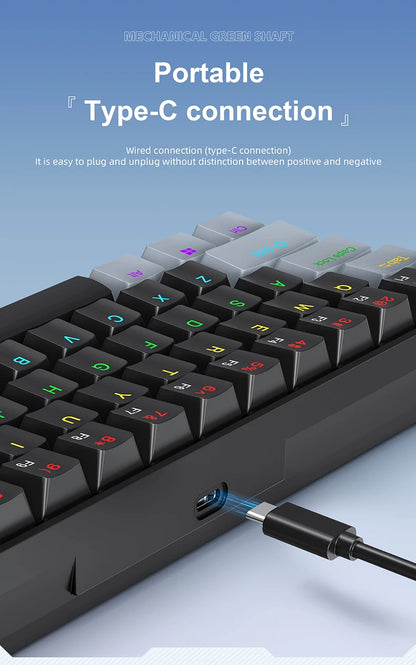 K61 Wired Portable Mechanical Keyboard, Phantom RGB Colorful, Gaming-grade Response, Ergonomic Design, Usable for Gaming and Office