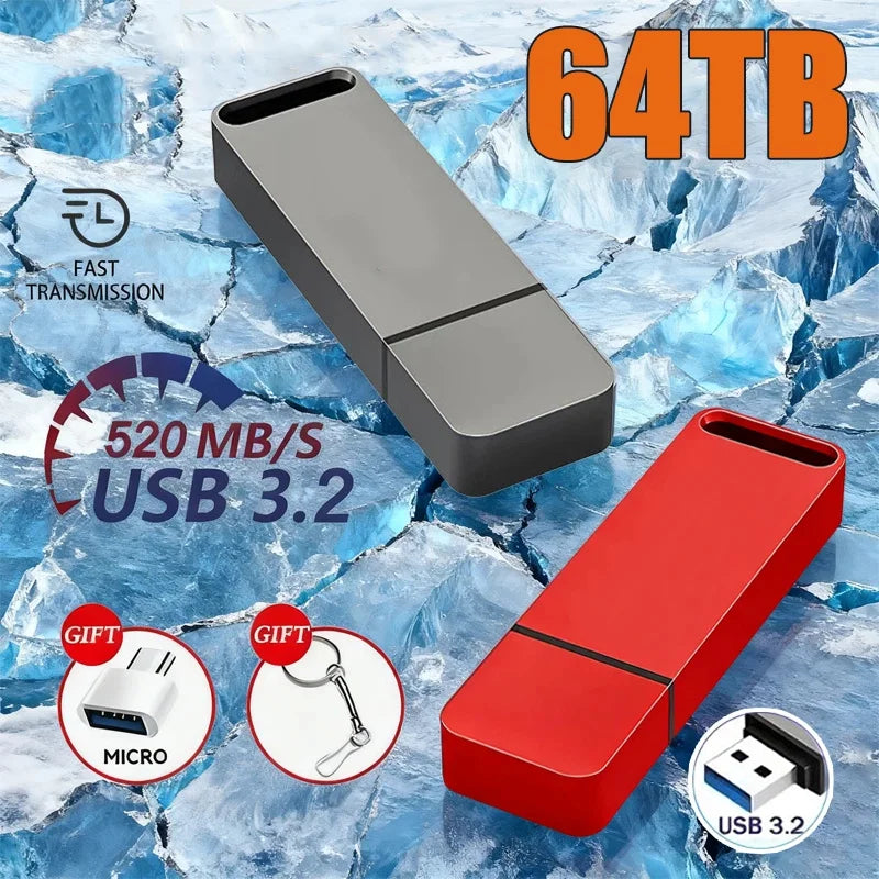 16TB Flash Drive USB3.2 High Speed Transfer Type C U Metal Flash SSD Portable Mini Flash Drive Memory Waterproof U Drive