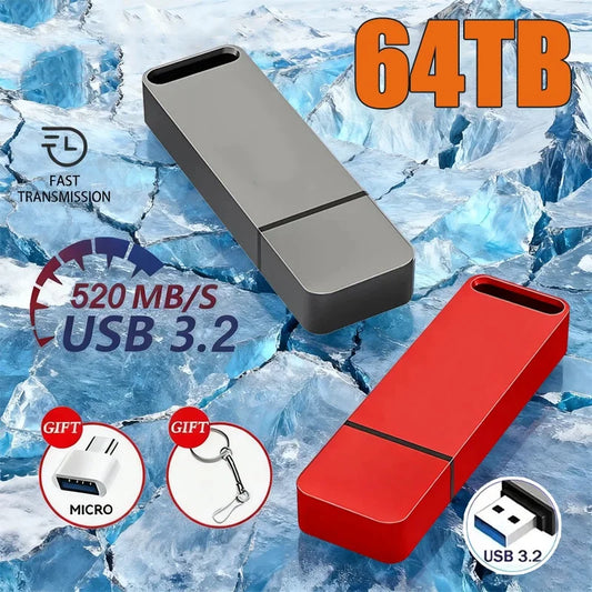 16TB Flash Drive USB3.2 High Speed Transfer Type C U Metal Flash SSD Portable Mini Flash Drive Memory Waterproof U Drive