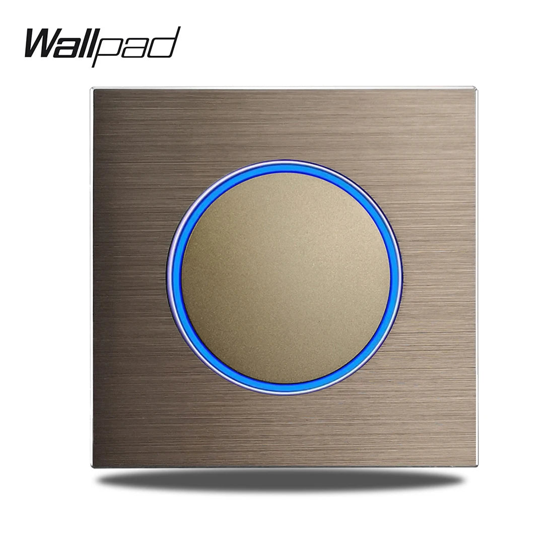 Wallpad Wall Switch 1 Way 2 Way, Circle Round Button, Blue LED Indicator, Brushed Aluminum Finishing, Black Gold SIlver Brown