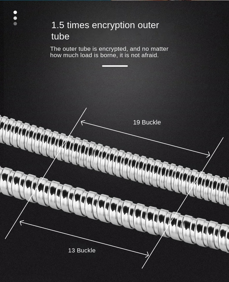 1.5/2M Black/Silver SUS 304 Flexible Shower Hose Long Bathroom Shower Pipe Extension Water Pipe Pull Pipe Bathroom Accessories