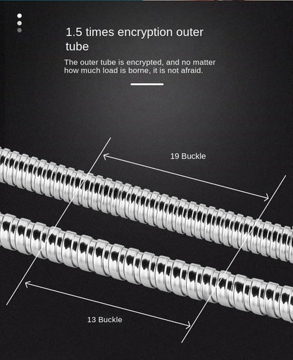 1.5/2M Black/Silver SUS 304 Flexible Shower Hose Long Bathroom Shower Pipe Extension Water Pipe Pull Pipe Bathroom Accessories