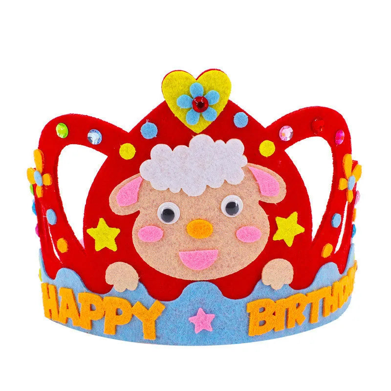 4 Pcs Creative DIY Handmade Toys Crown Hat Princess Tiara Cartoon Kindergarten Educational Art Craft EVA Paper Kids Party Gifts