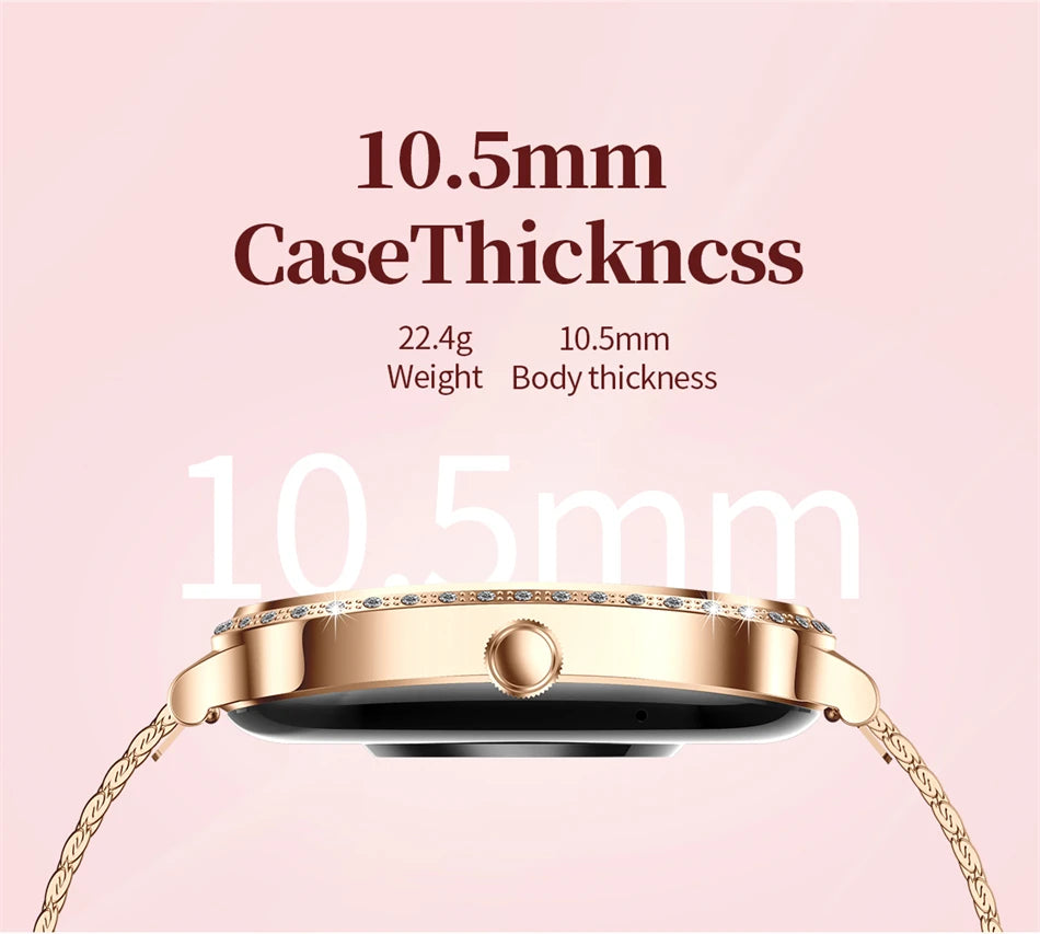 2026 New Fashion Women Diamond Smartwatch Heart Rate Blood Pressure Monitor Music Playback AI Voice Sports BT Calling SmartWatch