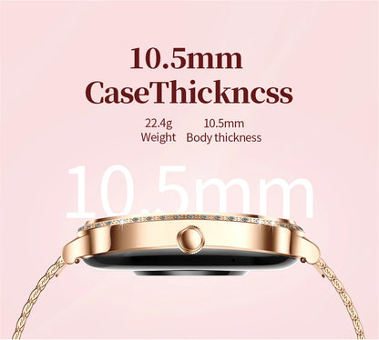 2026 New Fashion Women Diamond Smartwatch Heart Rate Blood Pressure Monitor Music Playback AI Voice Sports BT Calling SmartWatch