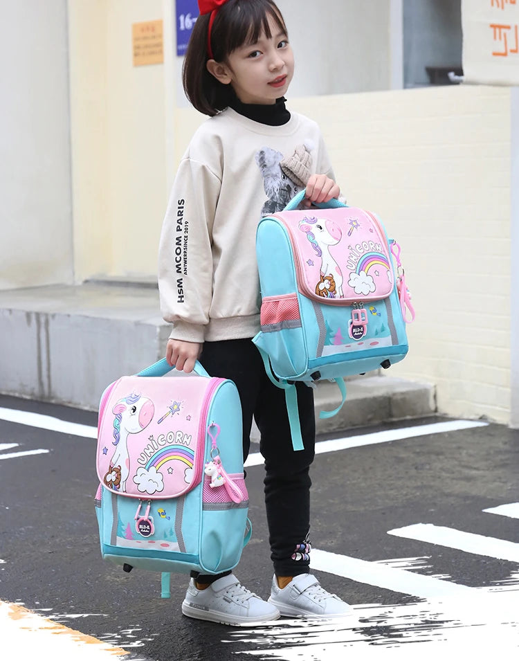 Cute Girls Unicorn Backpacks For Boys 1-3 Grade Cartoon Orthopedic Waterproof Backpack Kindergarten School Bag Mochila Escolar