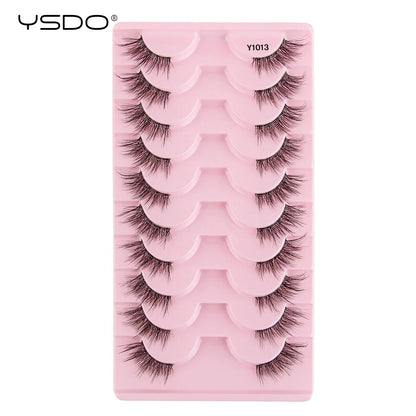 YSDO 5/10 Pairs Half Lashes Cat Eyelashes Soft Natural Clear Band False Lashes Natural Wispy Faux 3d Mink Eyelashes Makeup Tools