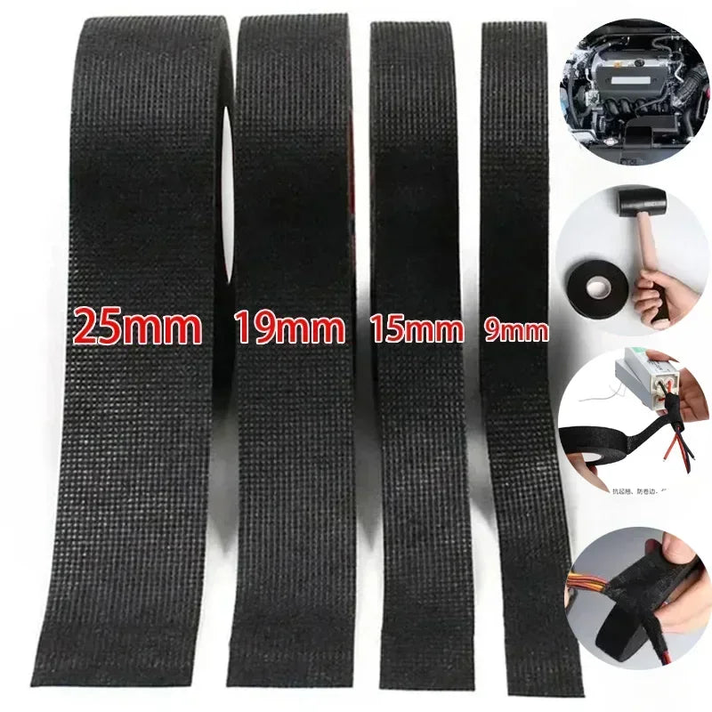 Electrical Tape Heat-resistant Harness Bundle Insulation Auto Wiring Fabric Cloth Wrap Waterproof Cable Organizer Adhesive Tapes