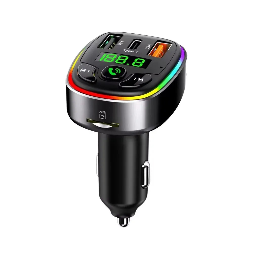 Bluetooth 5.0 FM Transmitter Car MP3 Modulator Player Handsfree Audio Receiver PD+USB Phone Charger With 3 in 1 Charge Cable