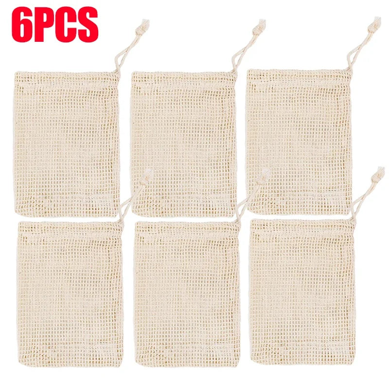 1/10PCS Hangable Soap Bags Natural Cotton Linen Foaming Soap Net Bag Body Soap Cleanser Net Bags Household Shower Cleaning Tools