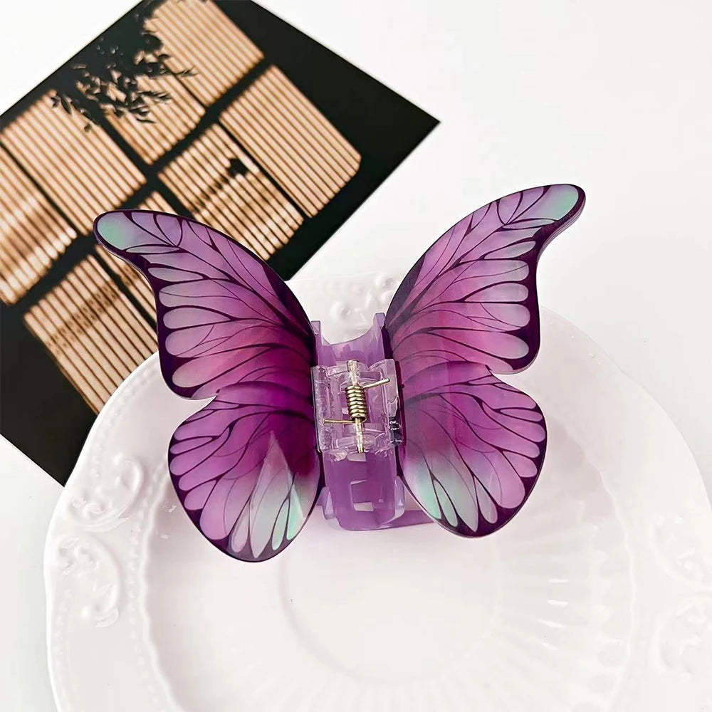 1Pc Big and Elegant Butterfly Hair Claw Clips, Colorful Claw Clips Accessories for Women with Thin and Medium Hair, Styling Accessories
