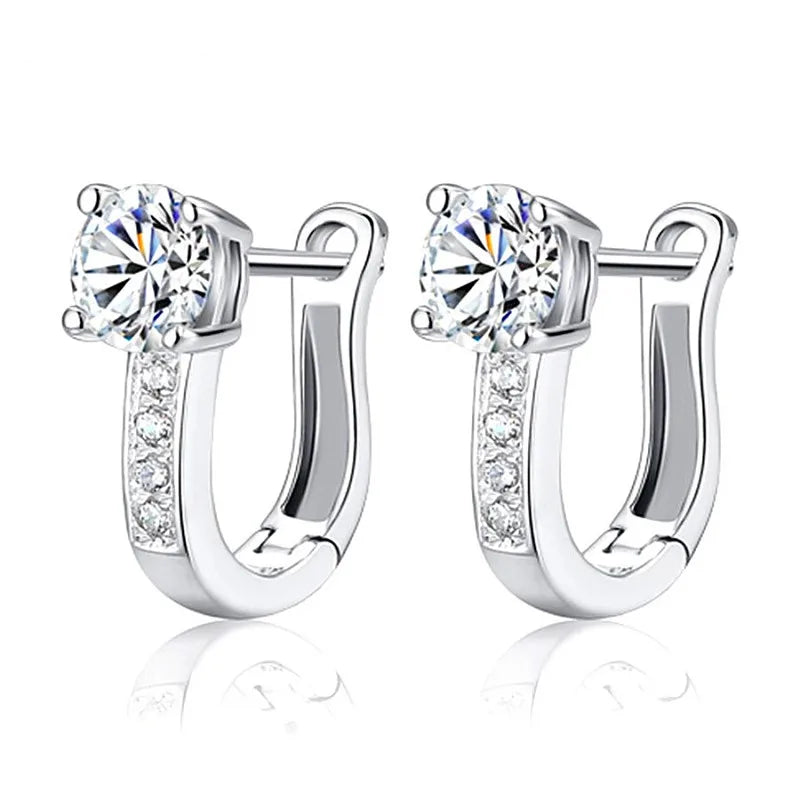925 Sterling Silver Moon Universe Starry Sky Series Charm Earrings Women Blue Shiny Zircon Daily Wear Jewelry