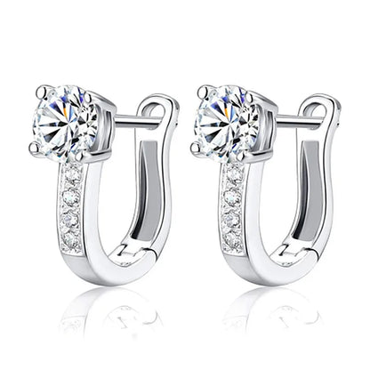 925 Sterling Silver Moon Universe Starry Sky Series Charm Earrings Women Blue Shiny Zircon Daily Wear Jewelry