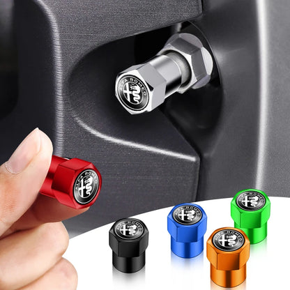 4Pcs Metal Car Wheel Tire Air Valve Caps Stem Covers For Alfa Romeo Mito Brera 147 Giulietta 159 156 Stelvio Sportiva Giulia