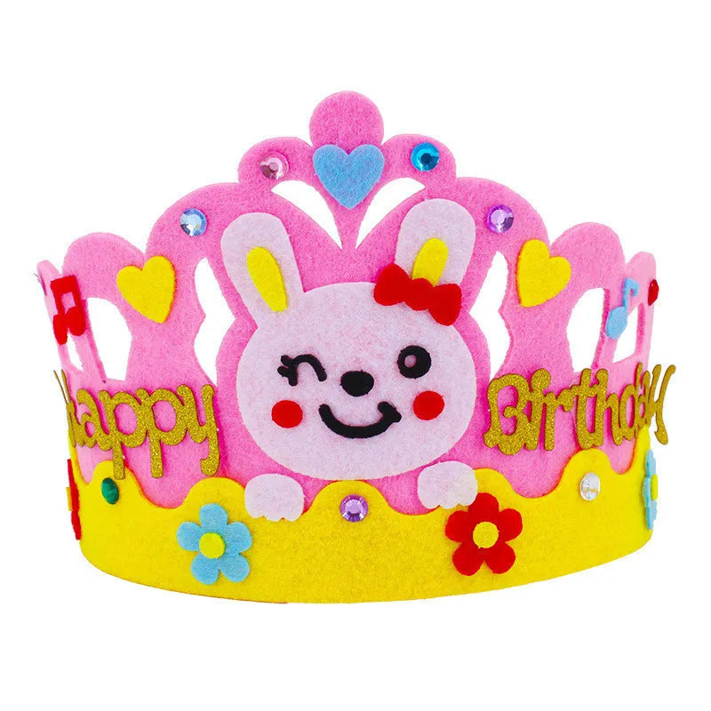 4 Pcs Creative DIY Handmade Toys Crown Hat Princess Tiara Cartoon Kindergarten Educational Art Craft EVA Paper Kids Party Gifts