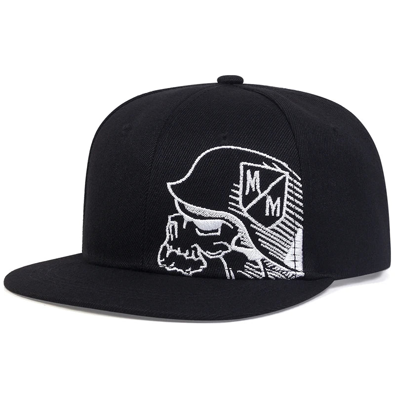Unisex Skeleton Embroidery Baseball Cap Women Outdoor Sports Flat Hats Men Fashion Men Hip Hop Snapback Caps Sunscreen Hat