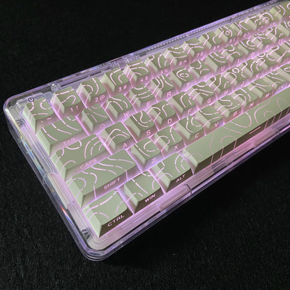 Contour Lines Translucent Keycaps Side Engraving Cherry Profile Black White Key Cap 60 70 80 90 100 Layout Mechanical Keyboard