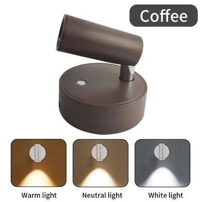 Magnetic Base USB Rechargeable LED Cordless Wall Light Touch, Switch Black White Gold Silvery Dimmable Bedside Lamp For Reading, LED Light