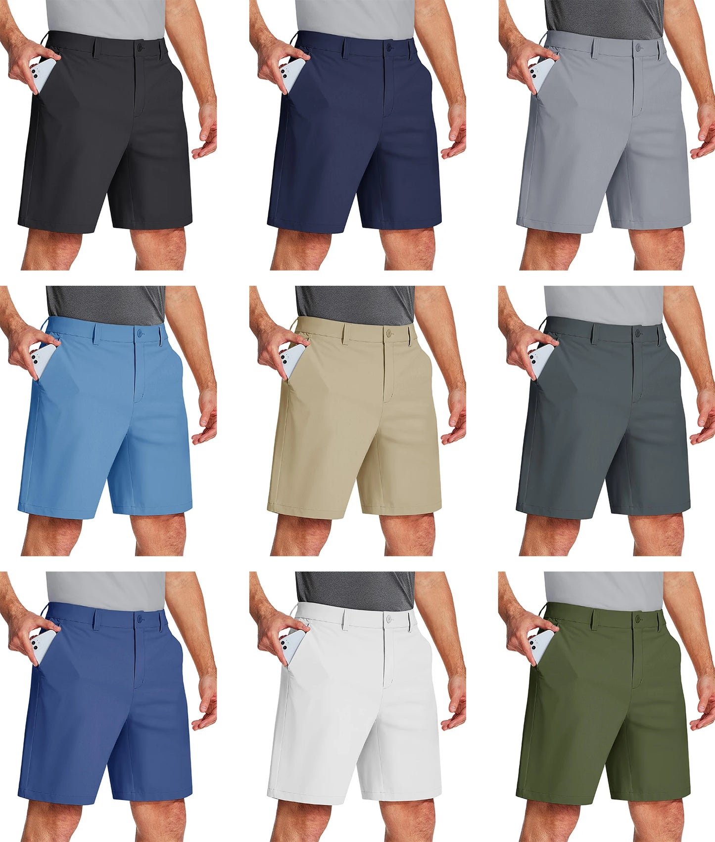 Golf Quick Dry Shorts, Men Stretch Lightweight Dress, Work Casual Shorts with 4 Pockets, Flat Front Hiking Shorts, TACVASEN