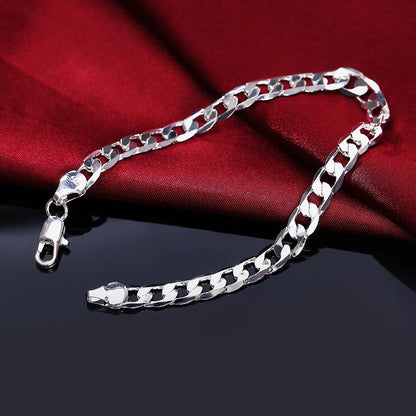Fashion charm 925 Sterling Silver Bracelet for man woman, Twisted rope chain fine jewelry, Wedding party Christmas gift