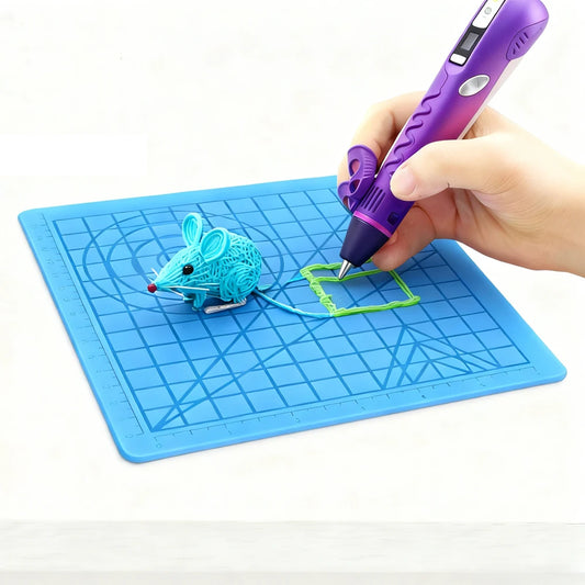 3D Printing Pen Silicone Design Mat with 2 Finger Protectors Template Drawing Tools Silicone Pad Drawing Tools for Kids Adults