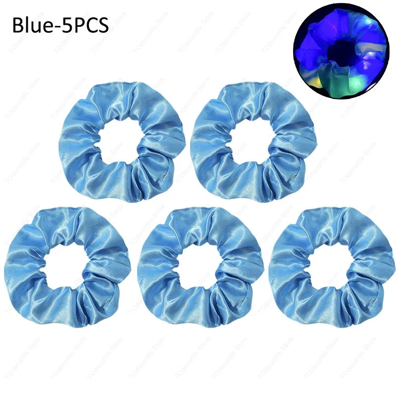 LED Luminous Scrunchies Hairband Women Glowing Elastic Hair Tie Hair Rope Girl Glow in the Dark Party Supplies Hair Accessory