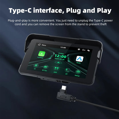 EKIY 5.0 inch Wireless CarPlay Moto Android Auto Portable Digital Motorcycle Dashboard GPS Motorcycle Navigation Display Screen
