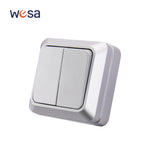 Silvery Wall Surface Button, Light Switch, EU Spray Paint Plastic Outdoor 1 Gang 1 Way, Wall Exterior Rocker On/Off  Switch, WESA