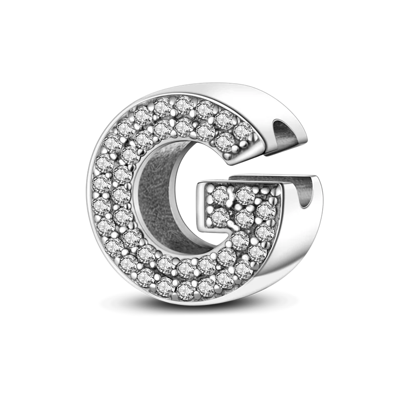 Fit Original Bangle Bracelet DIY A-Z Alphabet Charms Bead 925 Sterling Silver CZ Zircon LOVE Letter Dangle Pendant Jewelry Gift