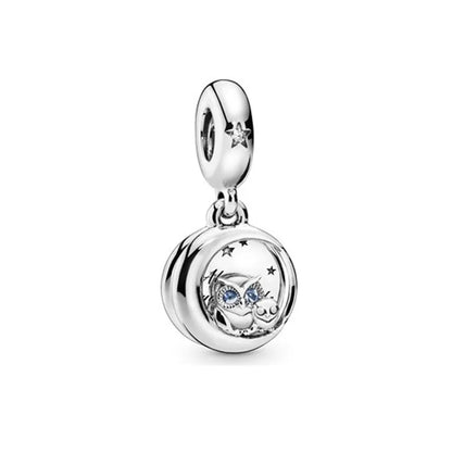 Nuevo colgante de plata 925 compatible con pulsera original, joyas para mujer, serie azul, colgante de pulpo, delfín, búho, camaleón