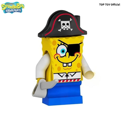 SpongeBob SquarePants Big Star Krabby Patty Burger King Anime People Cartoon Anime Small Particle People Assembly Toy Model Gift