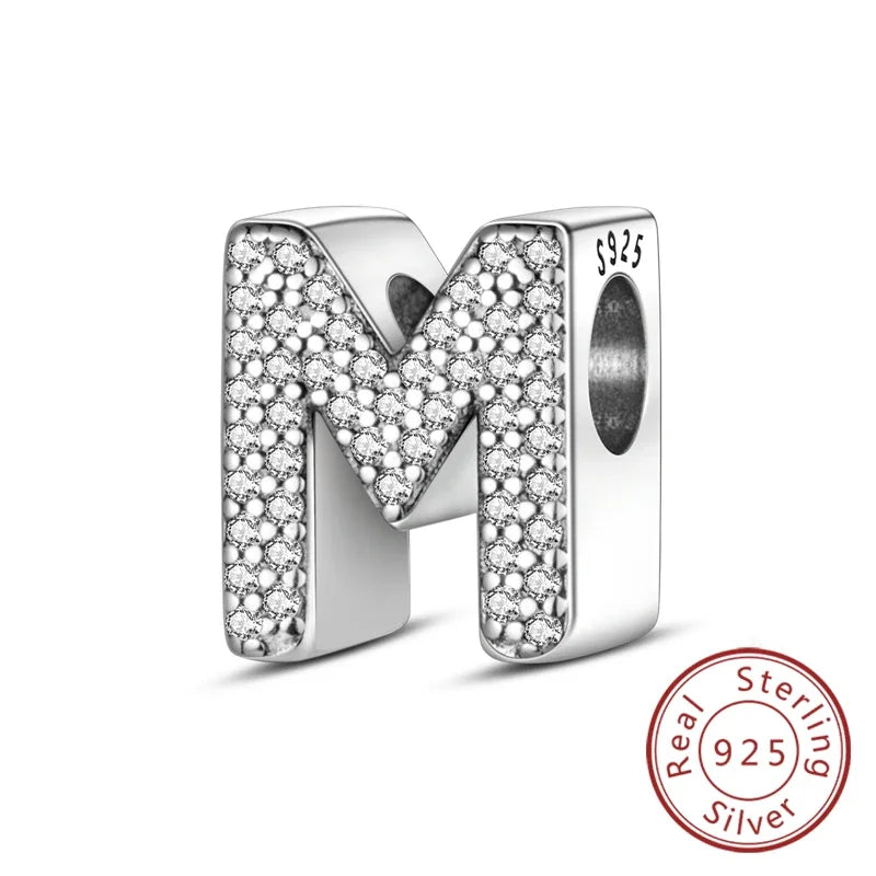 925 Sterling Silver 26 Letters Charms A-Z Alphabet Beads Fit Original Bracelet for Women Girl DIY Fine Jewelry Gift