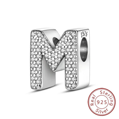 925 Sterling Silver 26 Letters Charms A-Z Alphabet Beads Fit Original Bracelet for Women Girl DIY Fine Jewelry Gift