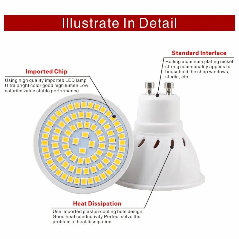 MR16 GU10 E27 E14 LED Spotlight Bulb 220V Lampadas LED Lamp 48 60 80 LED 2835 SMD Lampara Spot Light Cold/Warm White
