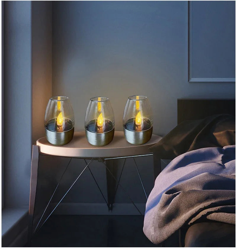 LED Solar Candles Light Flameless Rechargeable Night Light For Wedding Party Garden Decor, Outdoor Waterproof Solar Candles Lamp