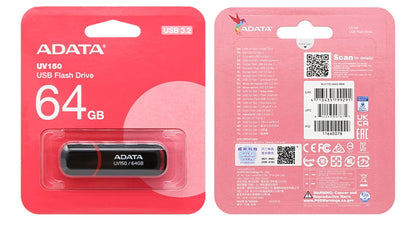 ADATA UV150 USB3.2 High-speed Flash Drive Plug And Play Easy Portable USB Flash Drive Black 256GB 128GB 64GB 32GB