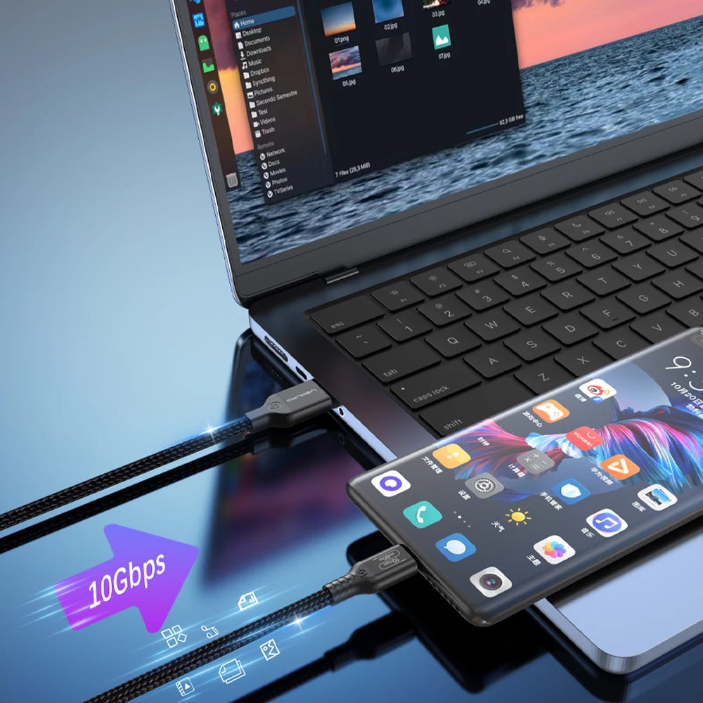 USB3.2 USB3.1 Gen2, 10Gbps Cable, USB-A to USB Type C Cable, 3A 60W Fast Charging, 10G Data Transfer Cord, USB-C for SSD Hard Disk