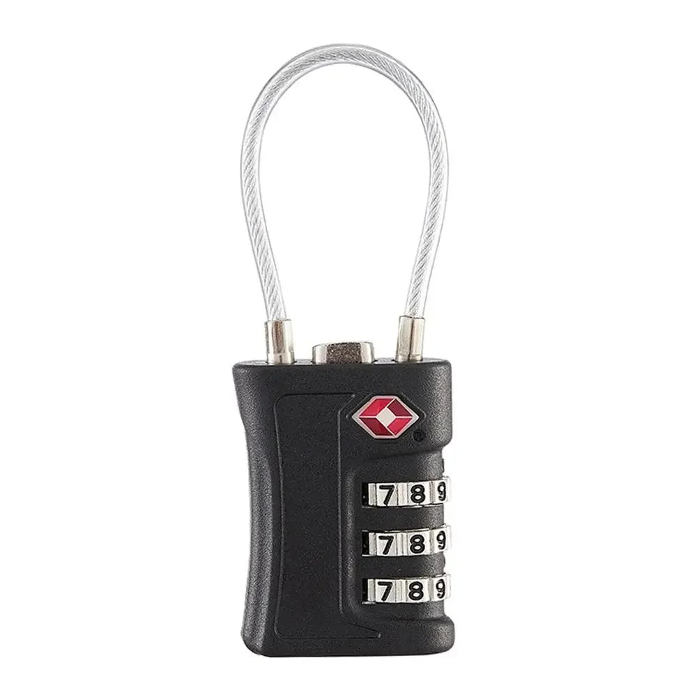 High Security TSA Customs Lock Overseas Customs Clearance Trolley Luggage Suitcase Backpack Password Padlock with Steel Cable
