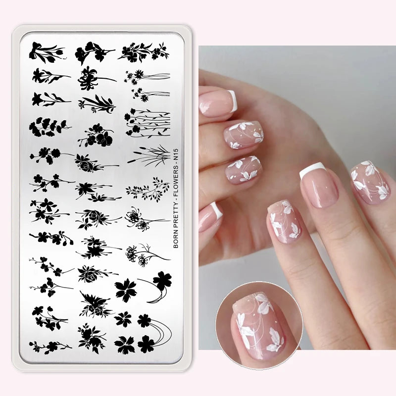 BORN PRETTY Stamping Plate Snowflake Winter Christmas Flower Snakes Design For Nail Polish Printing Template Tools Supplies