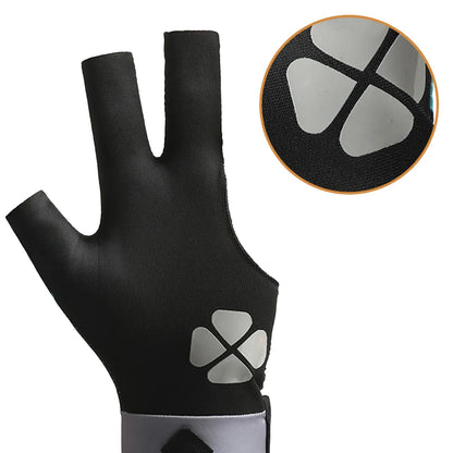1pc Left Hand Billiards Glove Three Finger Snooker Billiard Glove Non Slip Stickers Elasticity Billiard Training Gloves