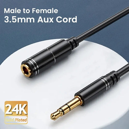 3.5mm Extension Cable, Headphone Extension Cable, Gold Plated Aux Cable Audio Stereo Jack, Male to Female TRS Cord 1m 5m, NIERBO