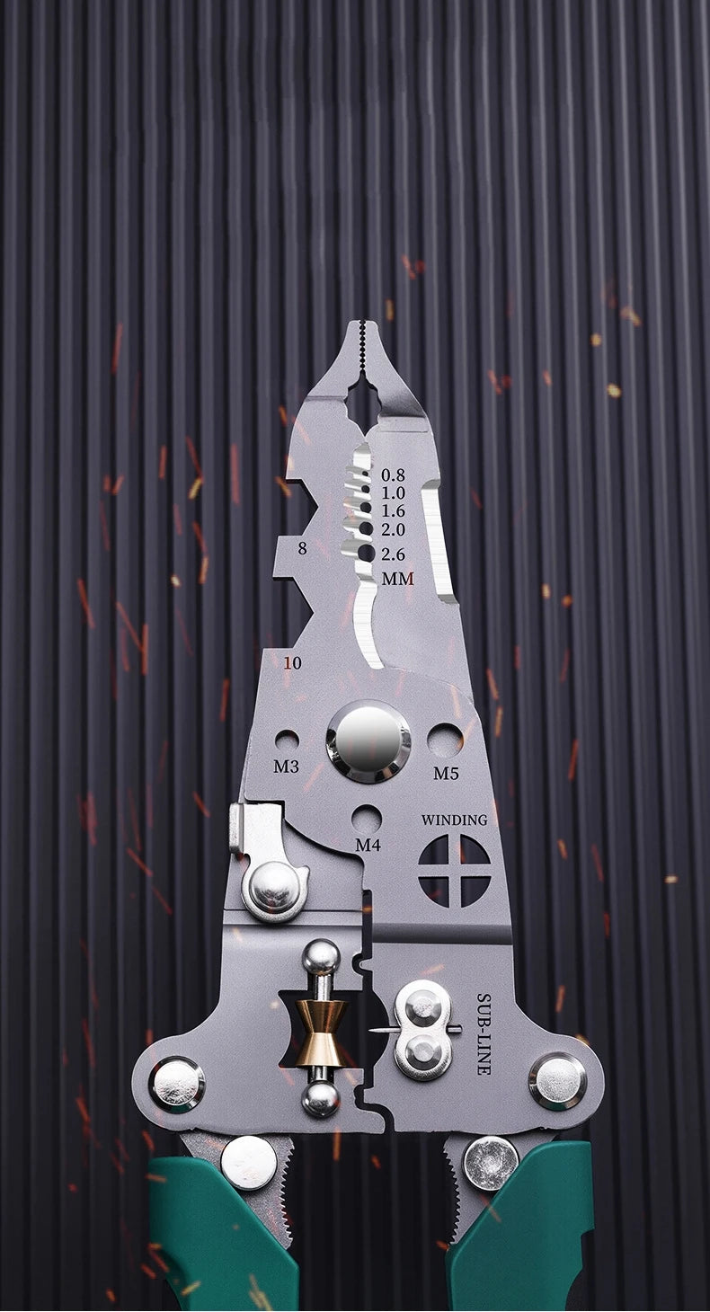 Multifunctional Wire Stripper with Electrical Test Pen, Foldable Cable Cutter, Crimper Tool, Electrical Folding Pliers for Cutting